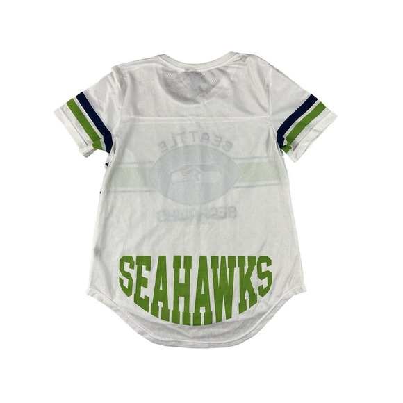 NFL Team Apparel Women Seattle Seahawks White Mesh T-Shirt‎ Sz L - Picture 7 of 7